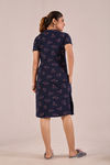 Sweet Moon Knit Cotton Mid Length Nightdress - Twilight Blue — thumbnail 2